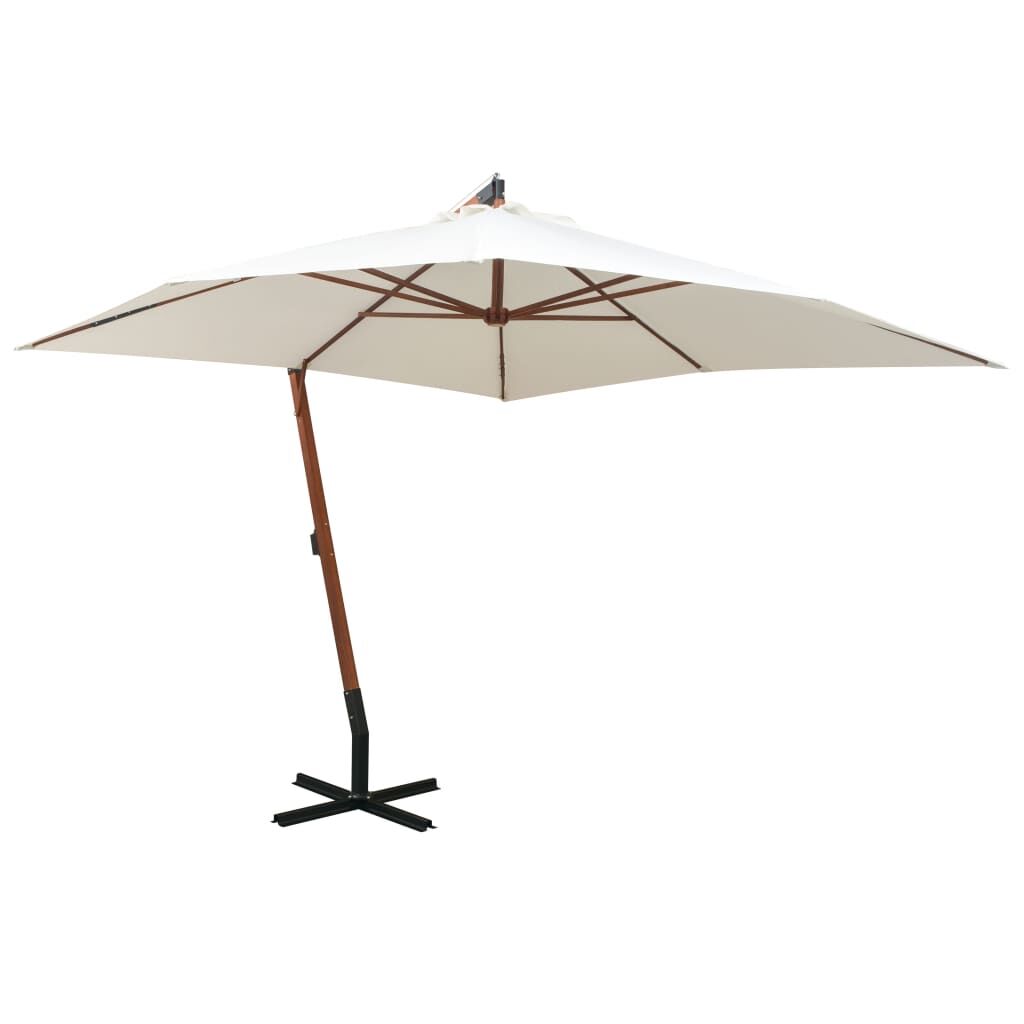 Hanging Garden Parasol 300x300 cm Wooden Pole White Hanging Garden Parasol 300x300 cm Wooden Pole White