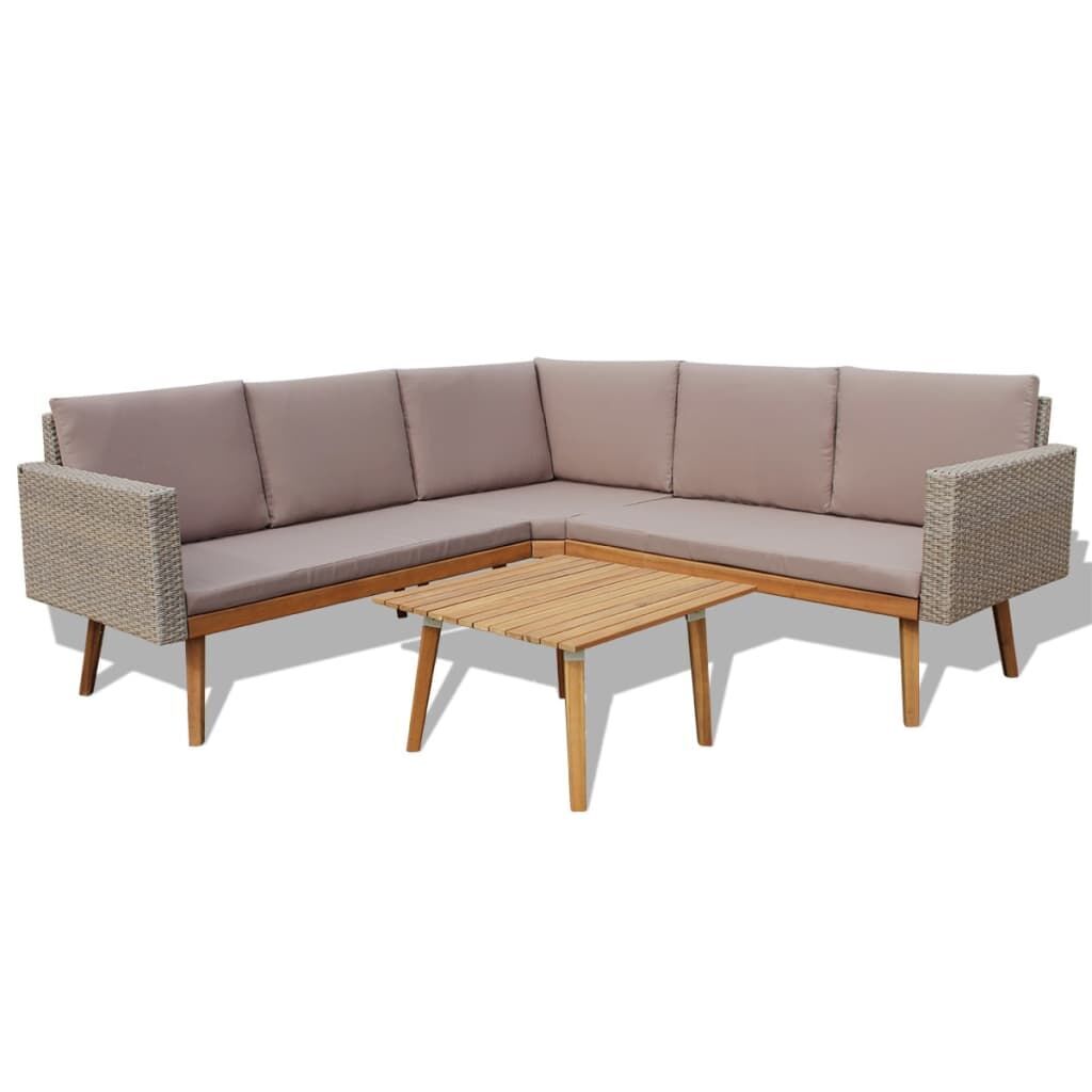4 Piece Garden Lounge Set with Cushions Poly Rattan Grey 4 Piece Garden Lounge Set with Cushions Poly Rattan Grey