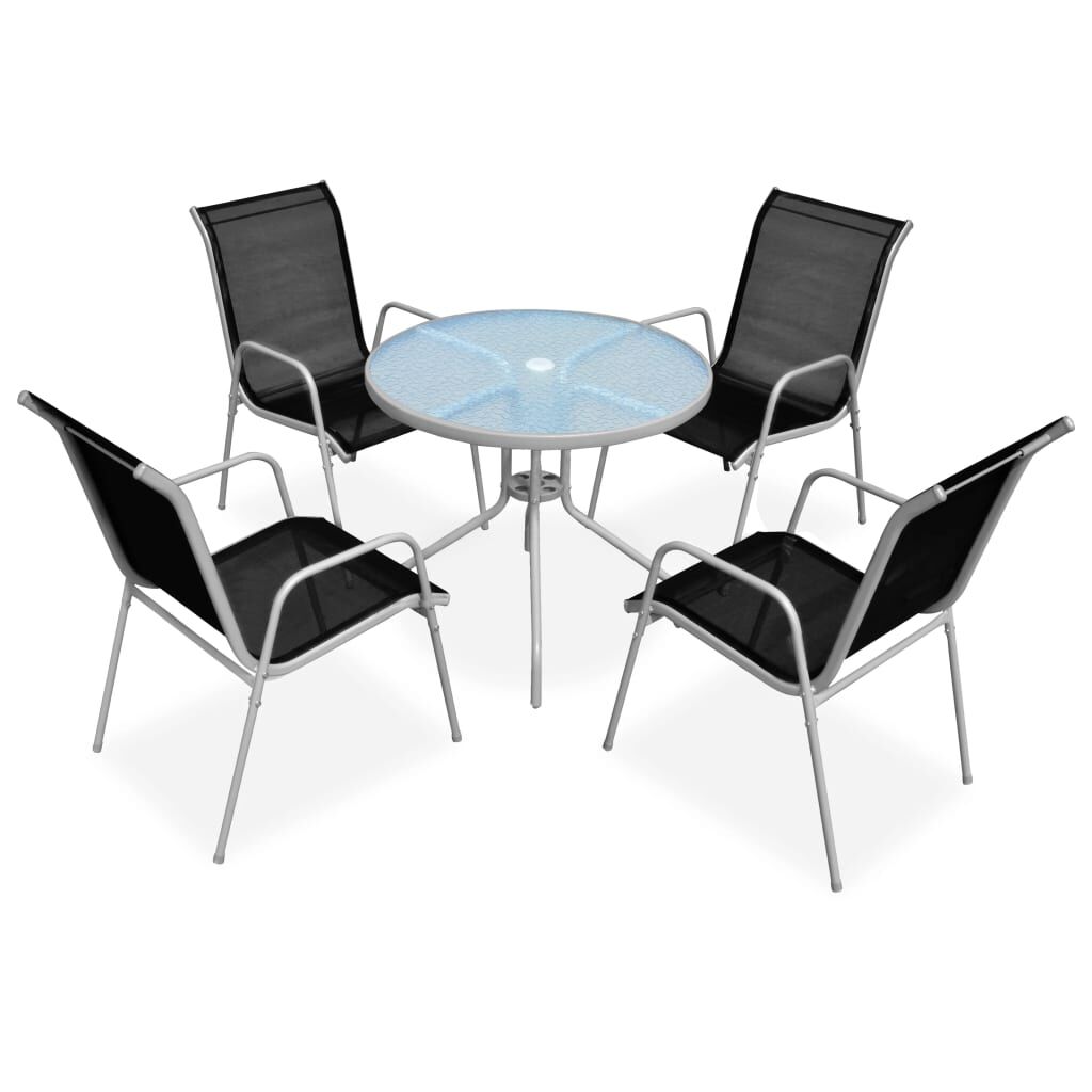5 Piece Outdoor Dining Set Steel Black 5 Piece Outdoor Dining Set Steel Black