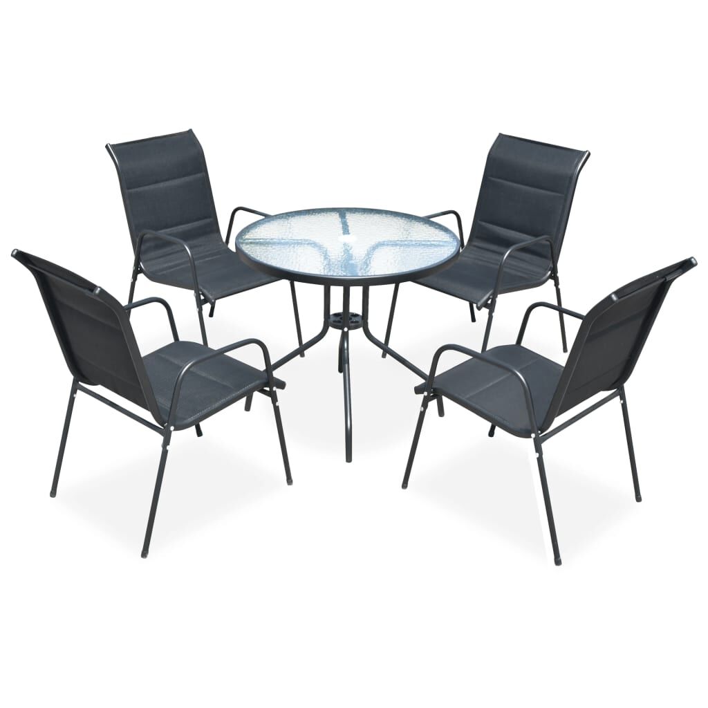 5 Piece Outdoor Dining Set Steel Black 5 Piece Outdoor Dining Set Steel Black