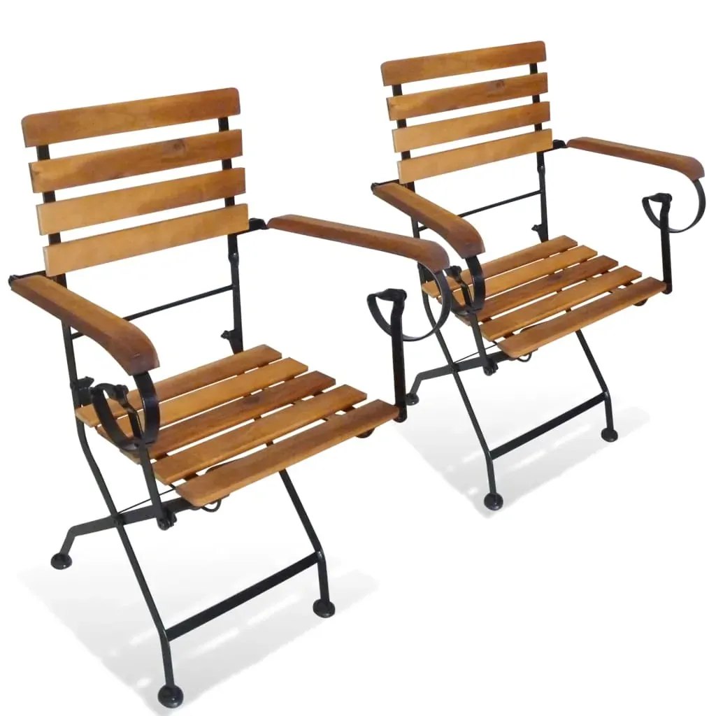 Folding Garden Chairs 2 pcs Steel and Solid Acacia Wood Folding Garden Chairs 2 pcs Steel and Solid Acacia Wood
