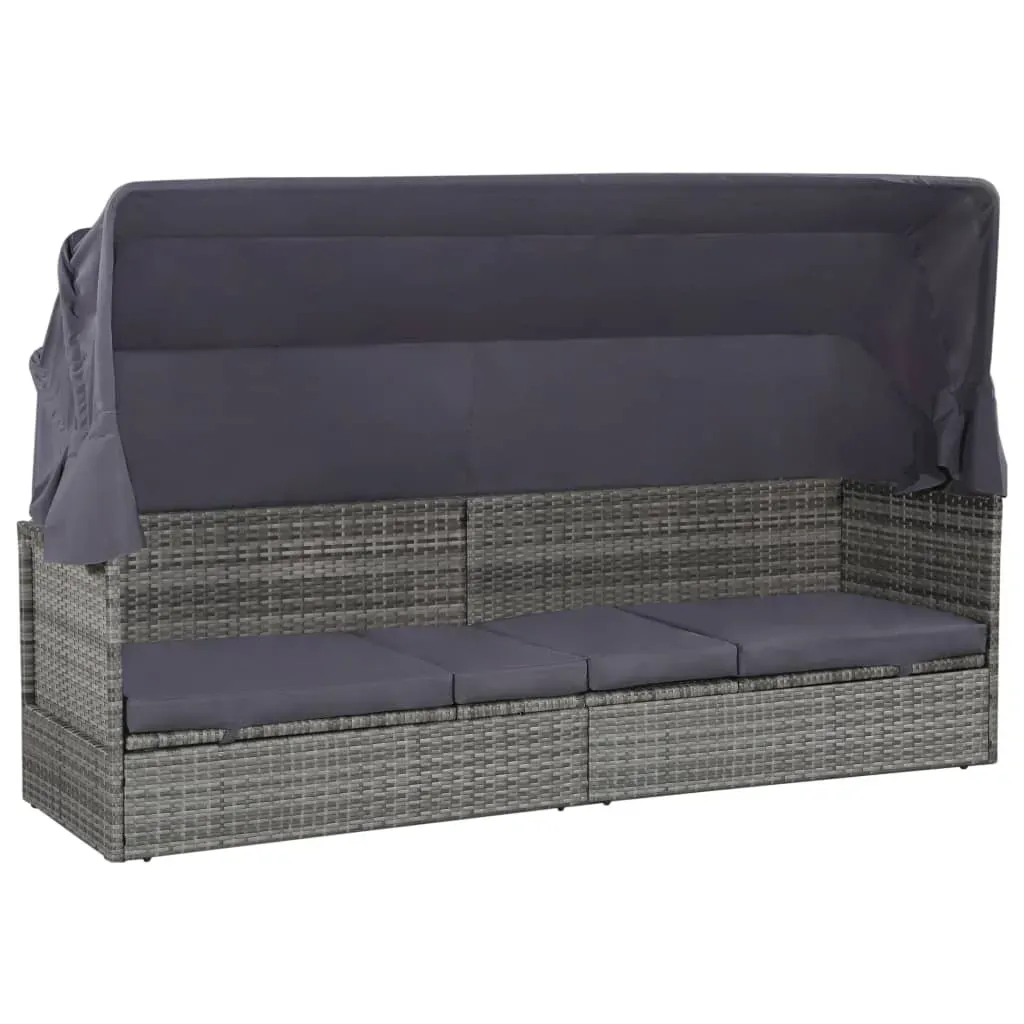 Garden Bed with Canopy Grey 205x62 cm Poly Rattan Garden Bed with Canopy Grey 205x62 cm Poly Rattan