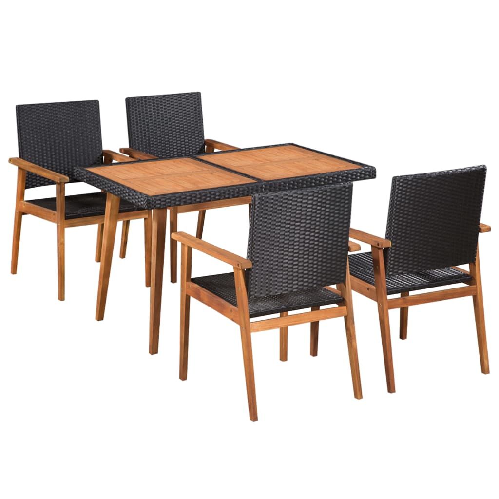 5 Piece Outdoor Dining Set Poly Rattan Black and Brown 5 Piece Outdoor Dining Set Poly Rattan Black and Brown