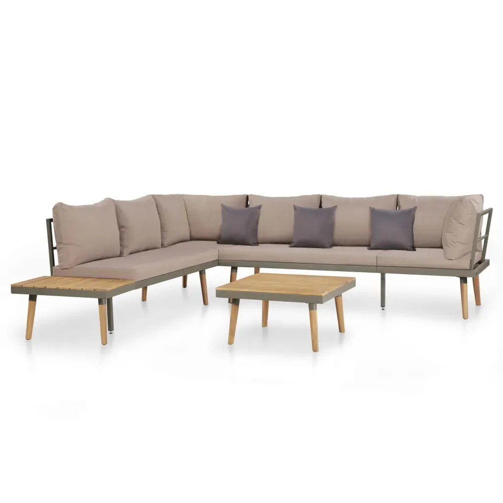 4 Piece Garden Lounge Set with Cushions Solid Acacia Wood Brown 4 Piece Garden Lounge Set with Cushions Solid Acacia Wood Brown