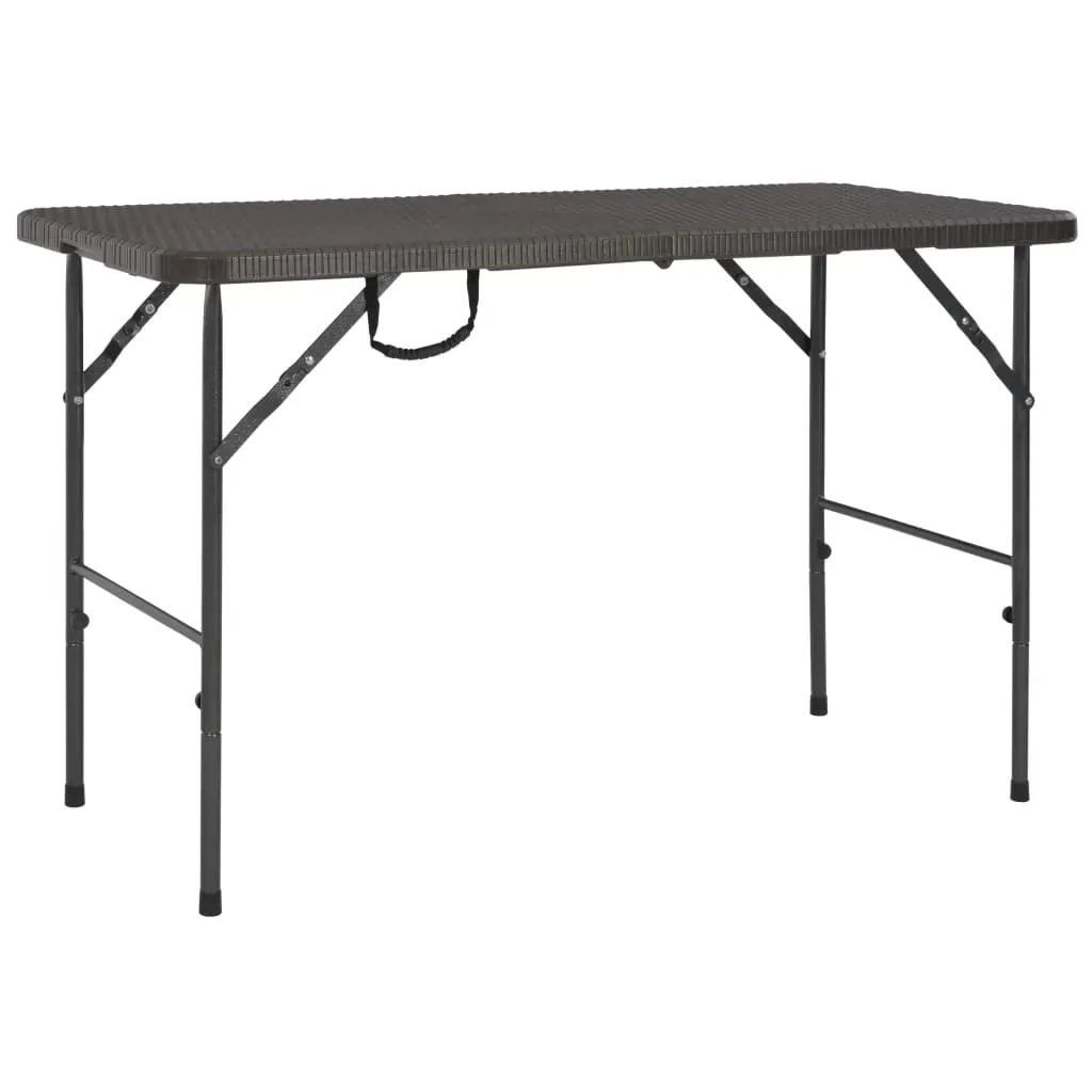 Folding Garden Table Brown 120x60x74 cm HDPE Rattan Look Folding Garden Table Brown 120x60x74 cm HDPE Rattan Look