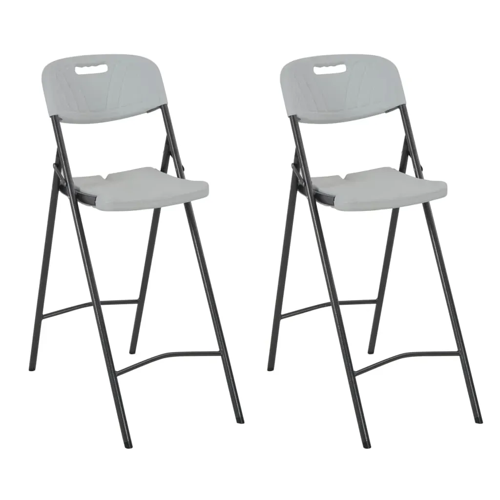 Folding Bar Chairs 2 pcs HDPE and Steel White Folding Bar Chairs 2 pcs HDPE and Steel White