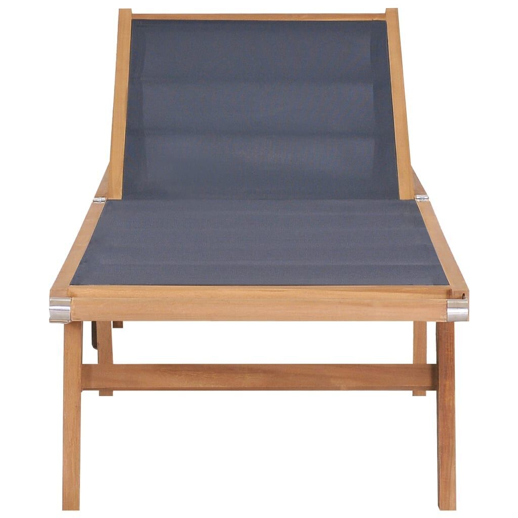 Folding Sun Lounger with Wheels Solid Teak and Textilene Folding Sun Lounger with Wheels Solid Teak and Textilene
