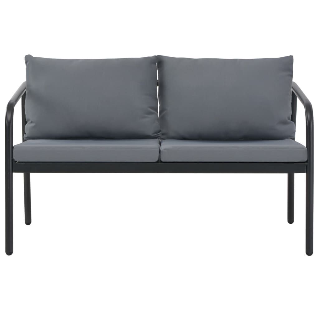 2 Seater Garden Bench with Cushions Grey Aluminium 2 Seater Garden Bench with Cushions Grey Aluminium