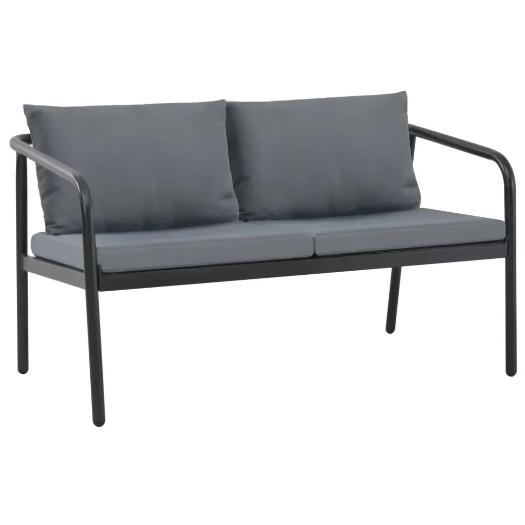 2 Seater Garden Bench with Cushions Grey Aluminium 2 Seater Garden Bench with Cushions Grey Aluminium