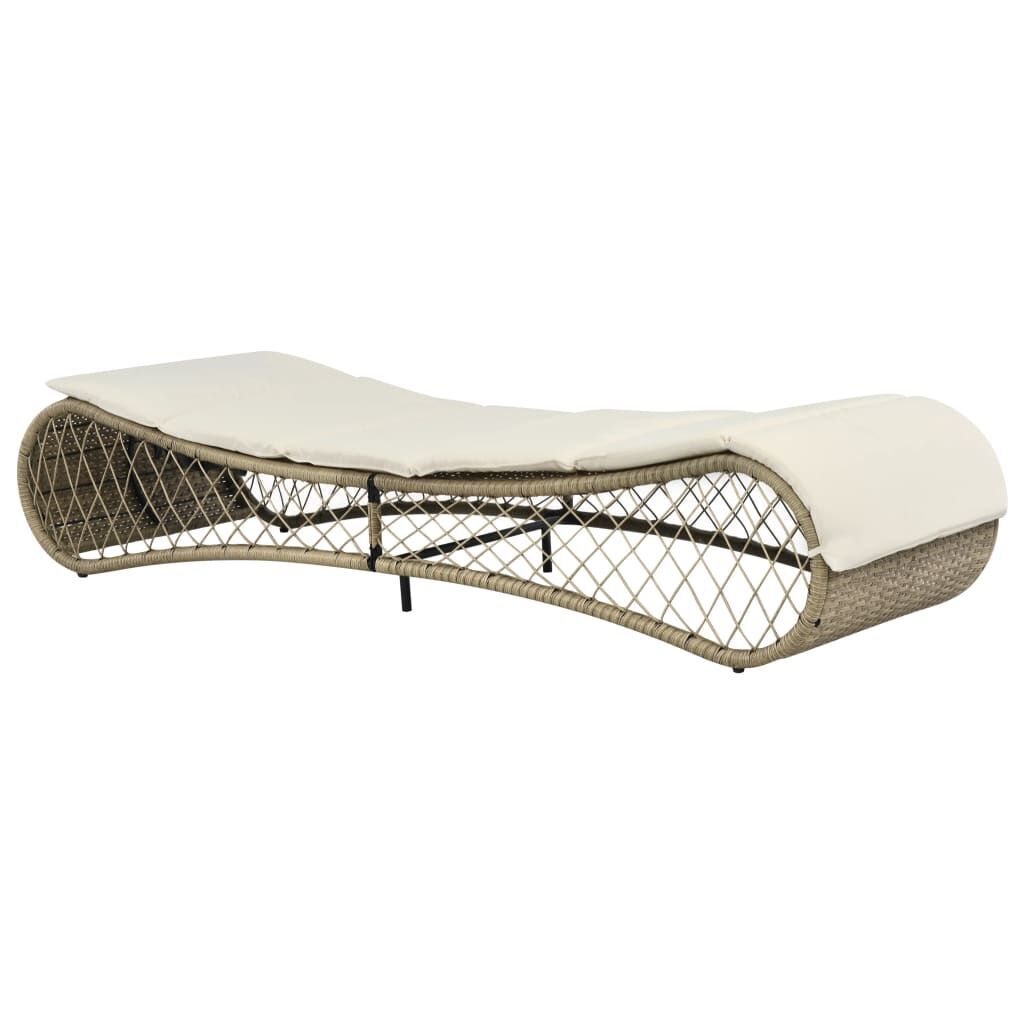 Sun Lounger with Cushion Poly Rattan Grey Sun Lounger with Cushion Poly Rattan Grey
