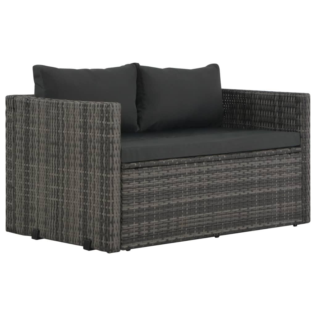 3 Piece Outdoor Dining Set with Cushions Poly Rattan Grey 3 Piece Outdoor Dining Set with Cushions Poly Rattan Grey