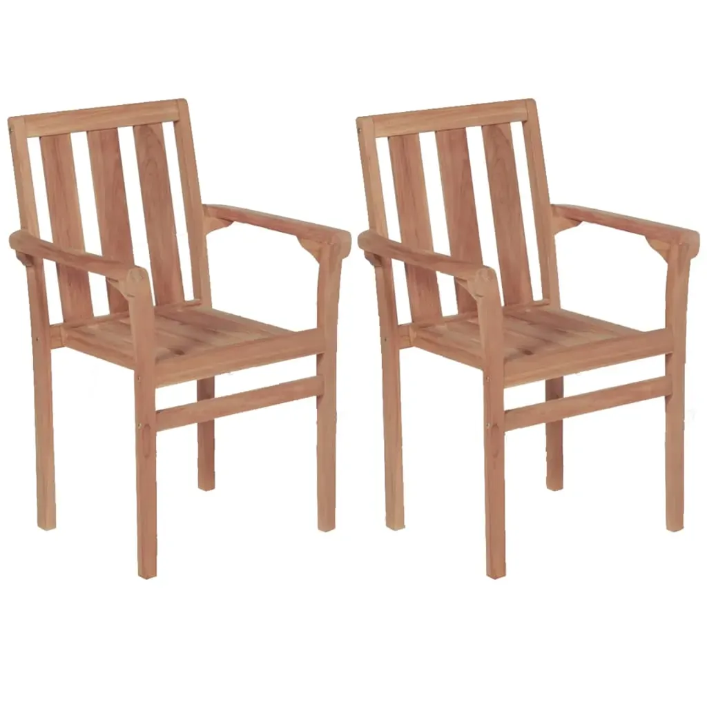 Stacking Garden Chairs 2 pcs Solid Teak Wood Stacking Garden Chairs 2 pcs Solid Teak Wood