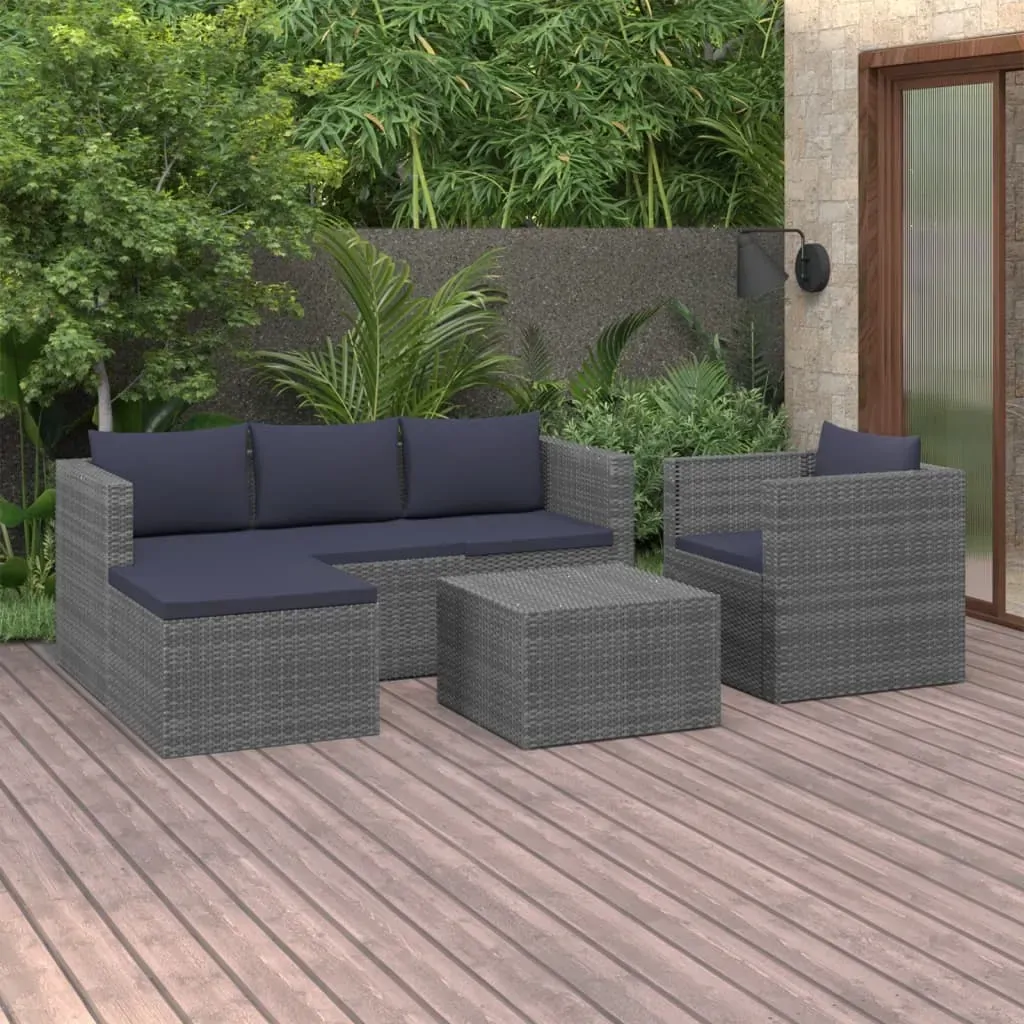 4 Piece Garden Lounge Set Poly Rattan Grey and Anthracite 4 Piece Garden Lounge Set Poly Rattan Grey and Anthracite