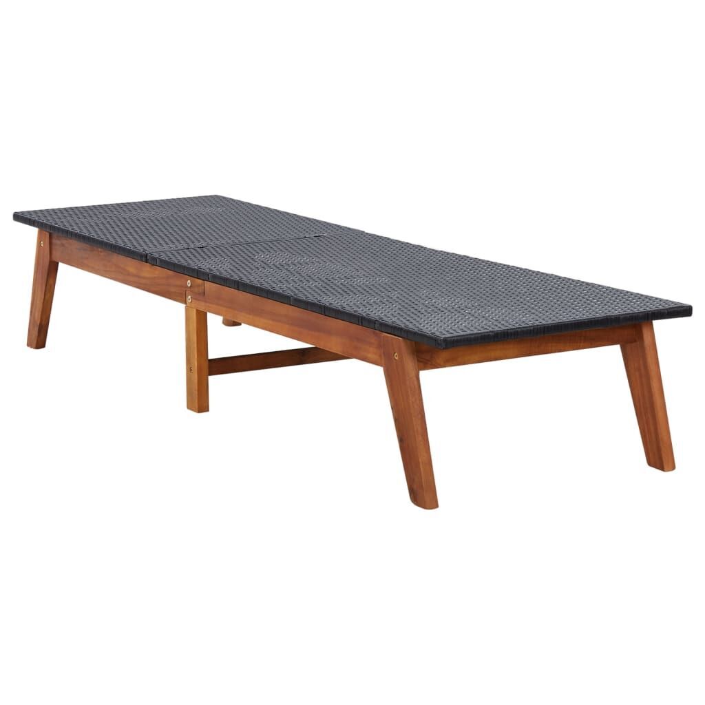 Sun Lounger Poly Rattan and Solid Acacia Wood Sun Lounger Poly Rattan and Solid Acacia Wood