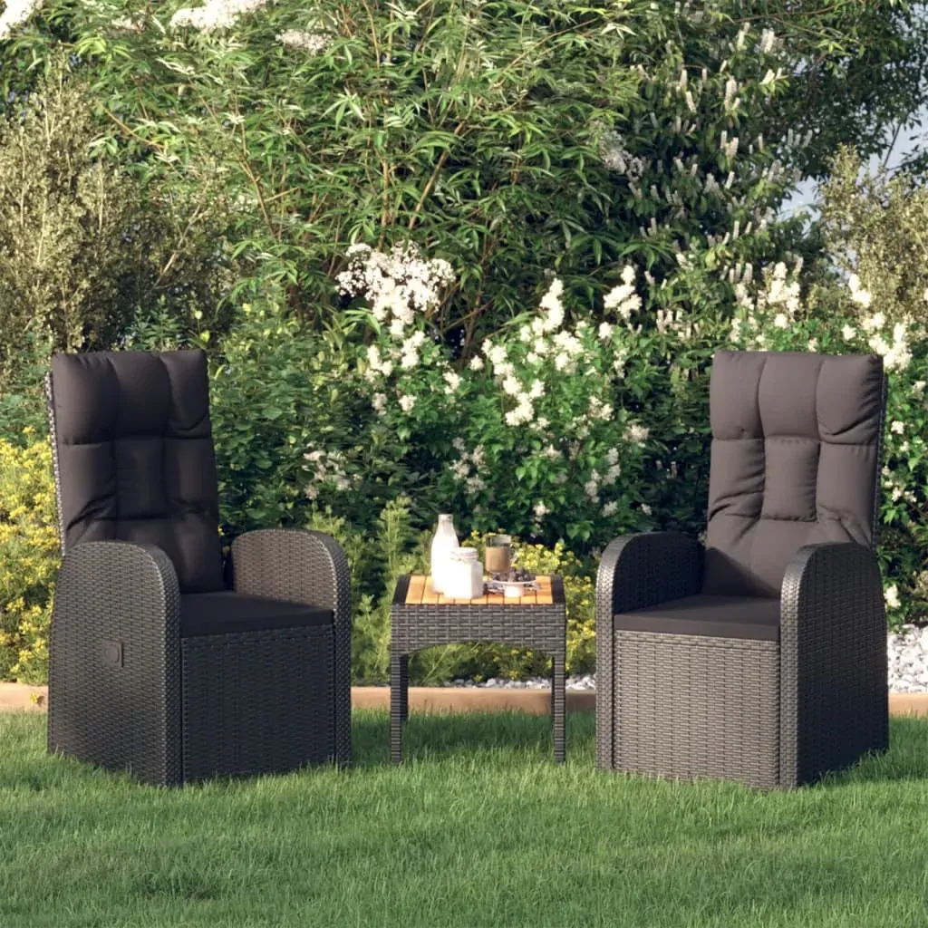 Reclining Garden Chairs 2 pcs with Cushions Poly Rattan Black Reclining Garden Chairs 2 pcs with Cushions Poly Rattan Black