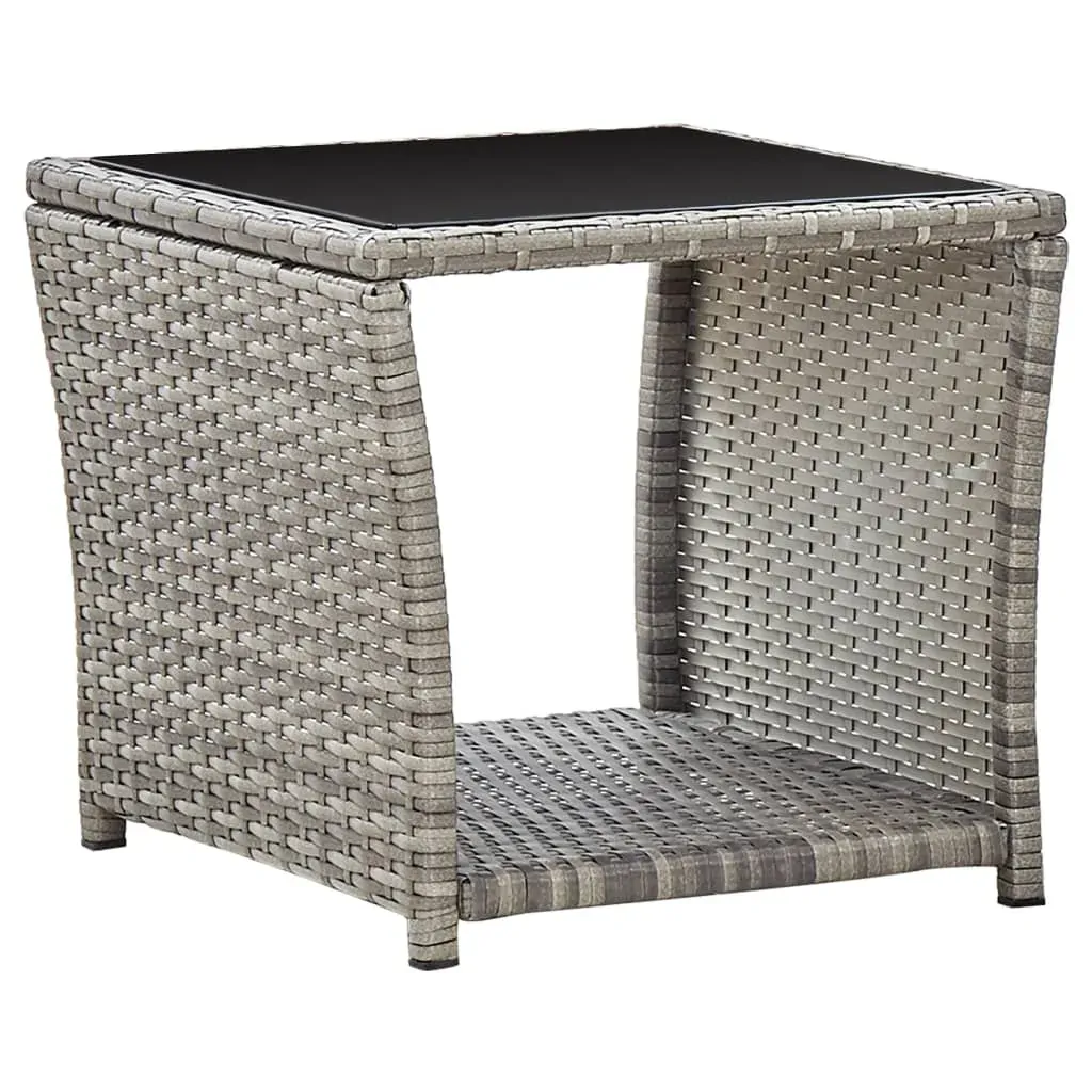 Coffee Table Grey 45x45x40 cm Poly Rattan and Glass Coffee Table Grey 45x45x40 cm Poly Rattan and Glass