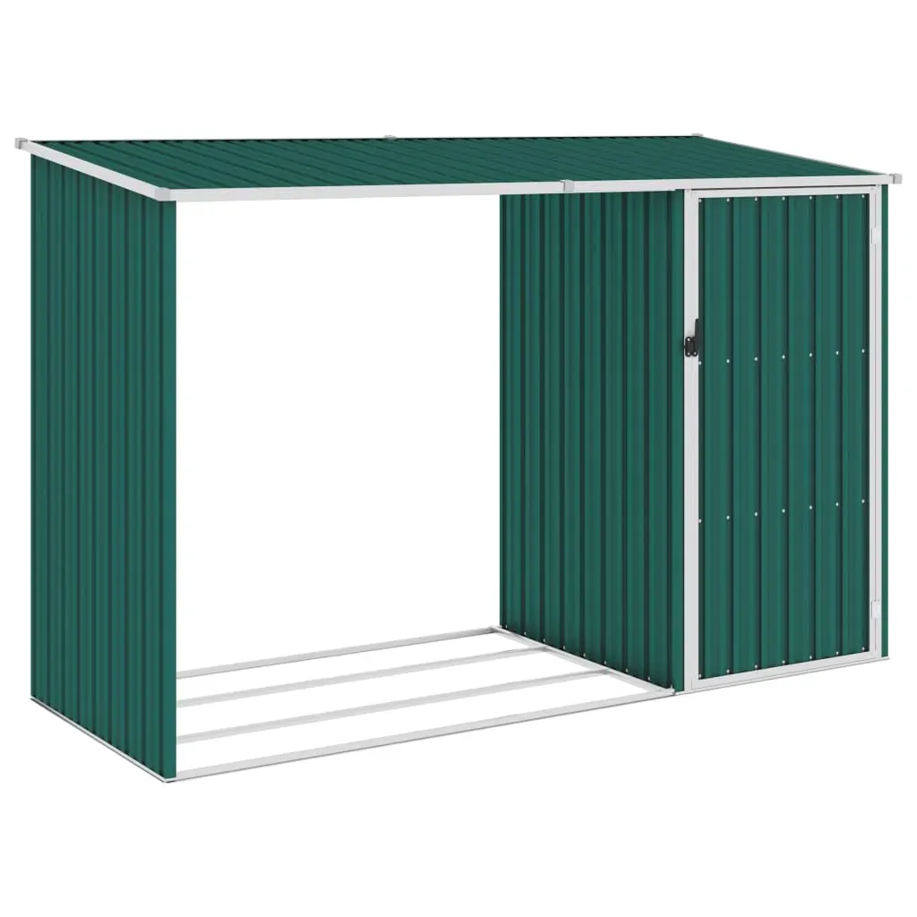 Garden Firewood Shed Green 245x98x159 cm Galvanised Steel Garden Firewood Shed Green 245x98x159 cm Galvanised Steel