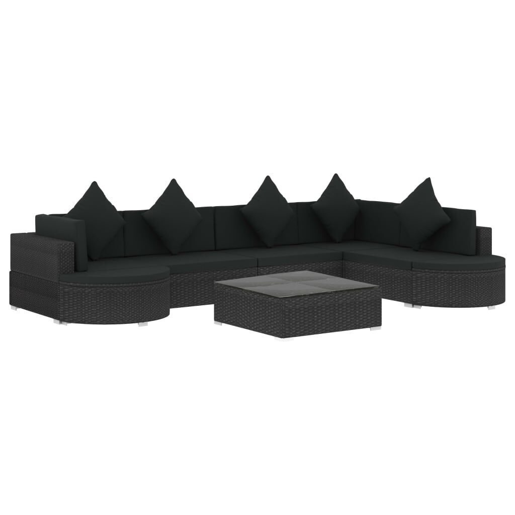8 Piece Garden Lounge Set with Cushions Poly Rattan Black 8 Piece Garden Lounge Set with Cushions Poly Rattan Black