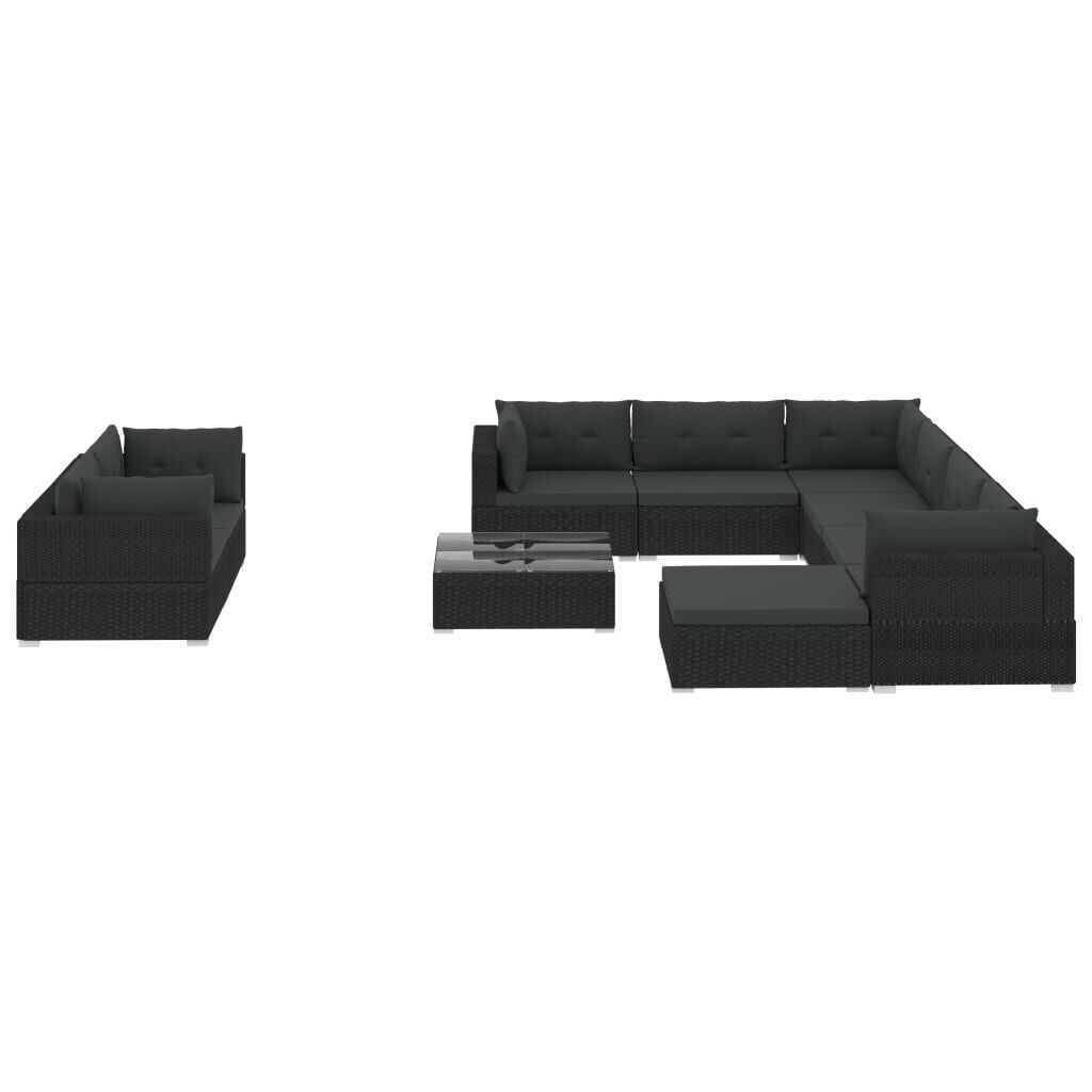 10 Piece Garden Lounge Set with Cushions Poly Rattan Black 10 Piece Garden Lounge Set with Cushions Poly Rattan Black