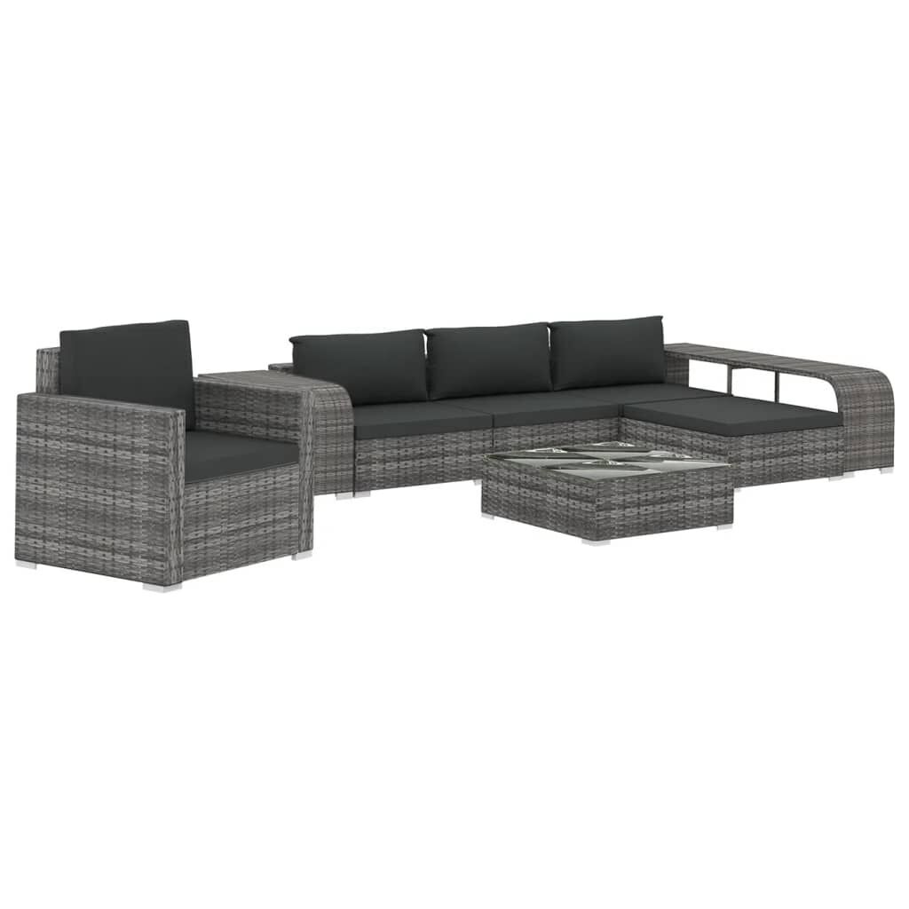 8 Piece Garden Lounge Set with Cushions Poly Rattan Grey 8 Piece Garden Lounge Set with Cushions Poly Rattan Grey