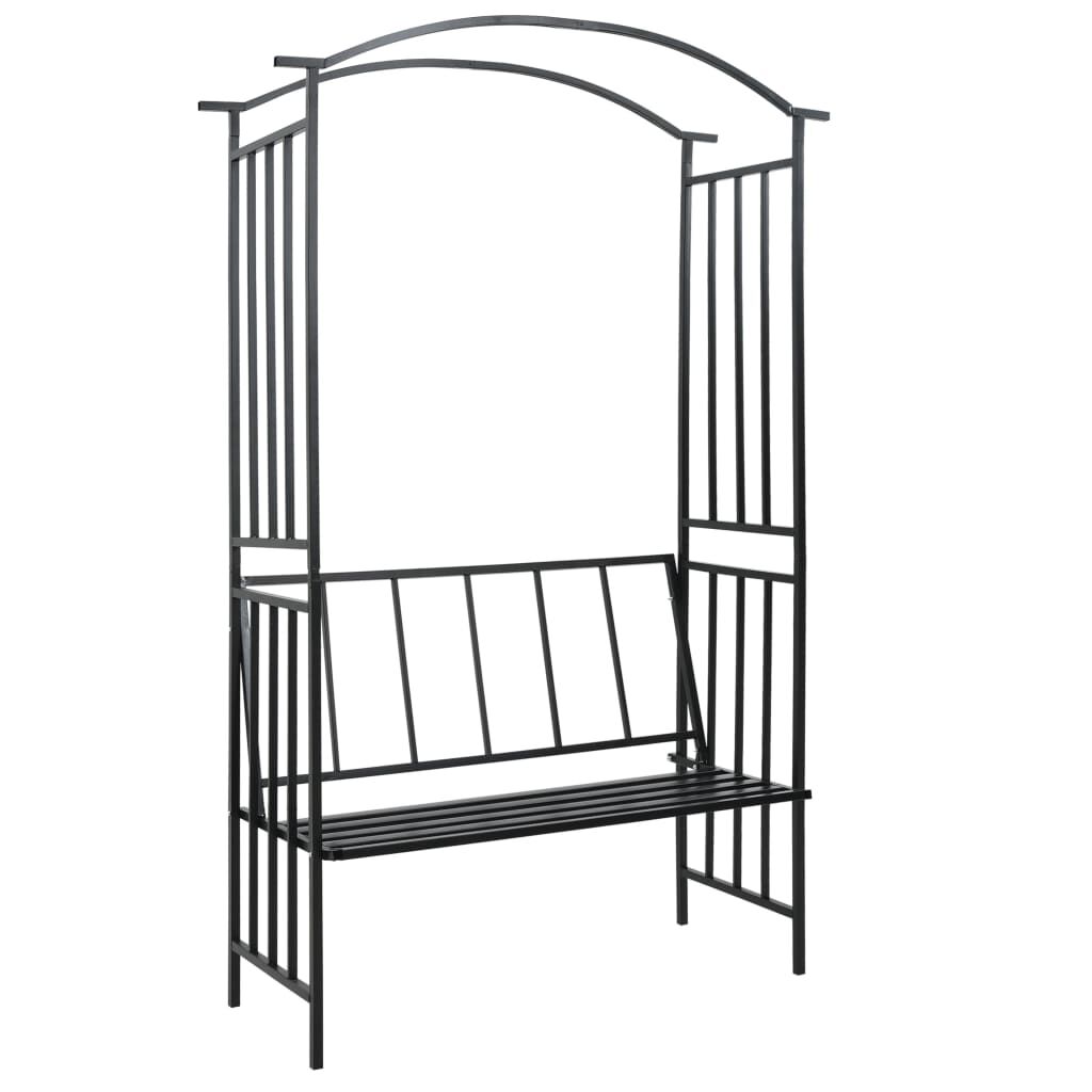 Garden Arch with Bench Black 128x50x207 cm Iron Garden Arch with Bench Black 128x50x207 cm Iron