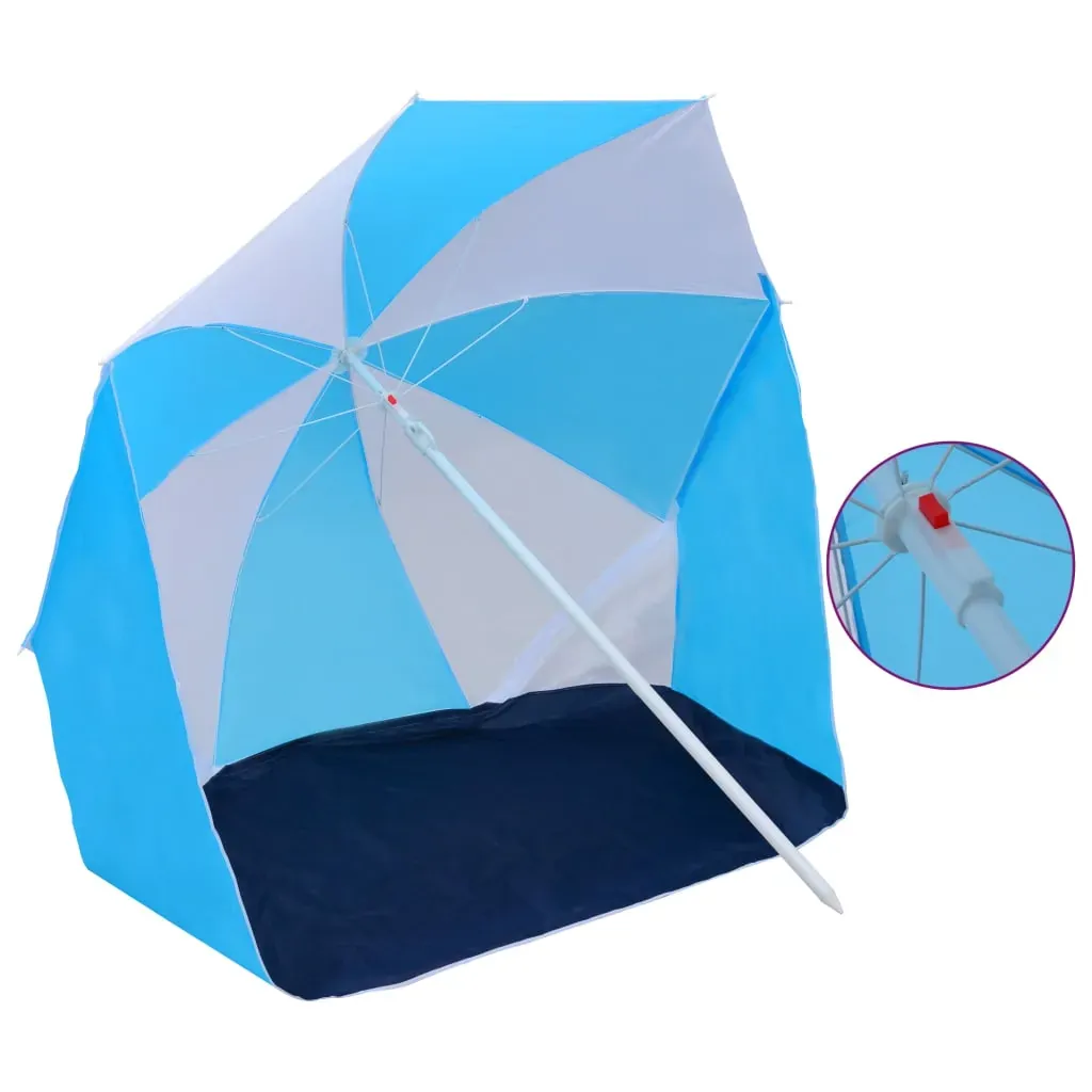 Beach Umbrella Shelter Blue and White 180 cm Fabric Beach Umbrella Shelter Blue and White 180 cm Fabric