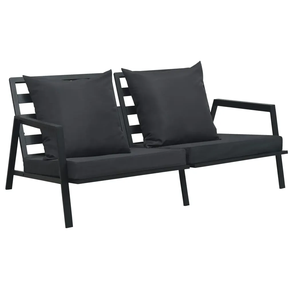 Garden 2-Seater Sofa with Cushions Dark Grey Aluminium Garden 2-Seater Sofa with Cushions Dark Grey Aluminium
