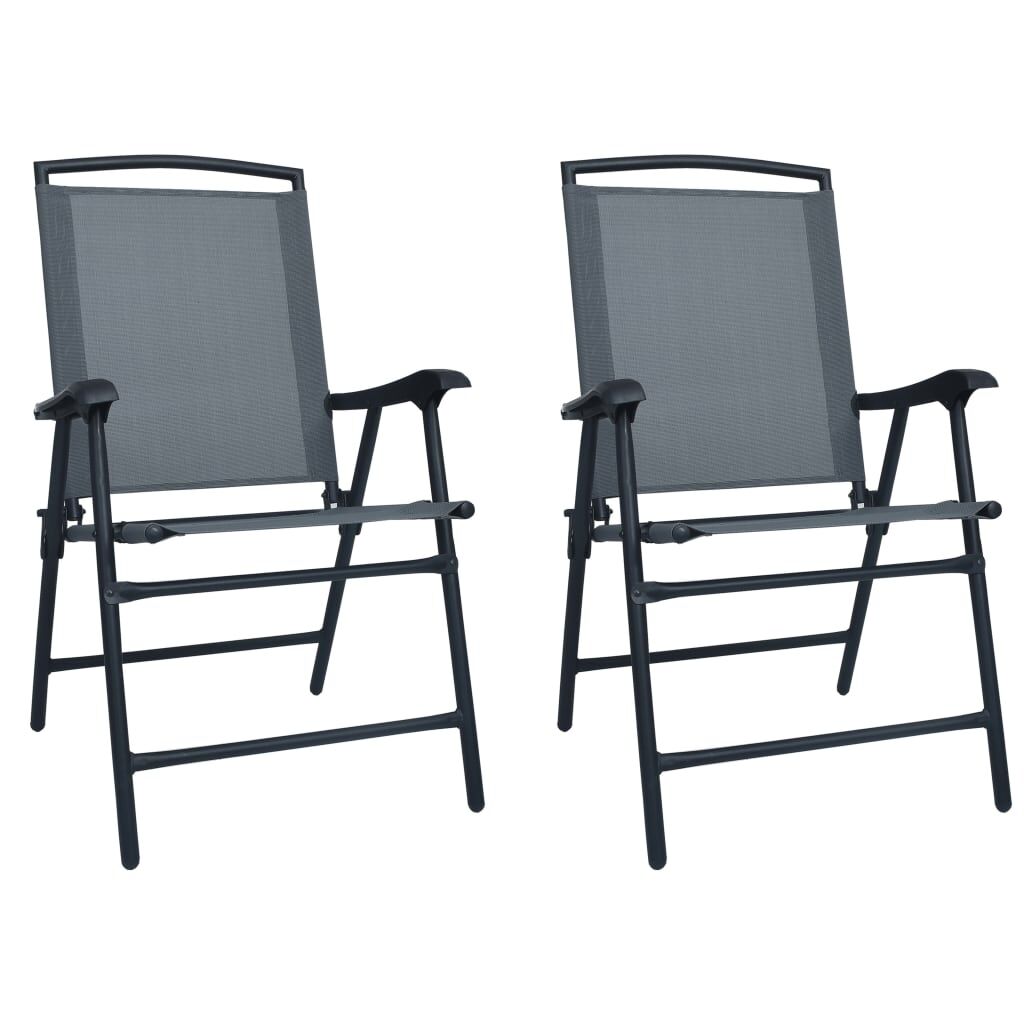 Folding Garden Chairs 2 pcs Texilene Grey Folding Garden Chairs 2 pcs Texilene Grey