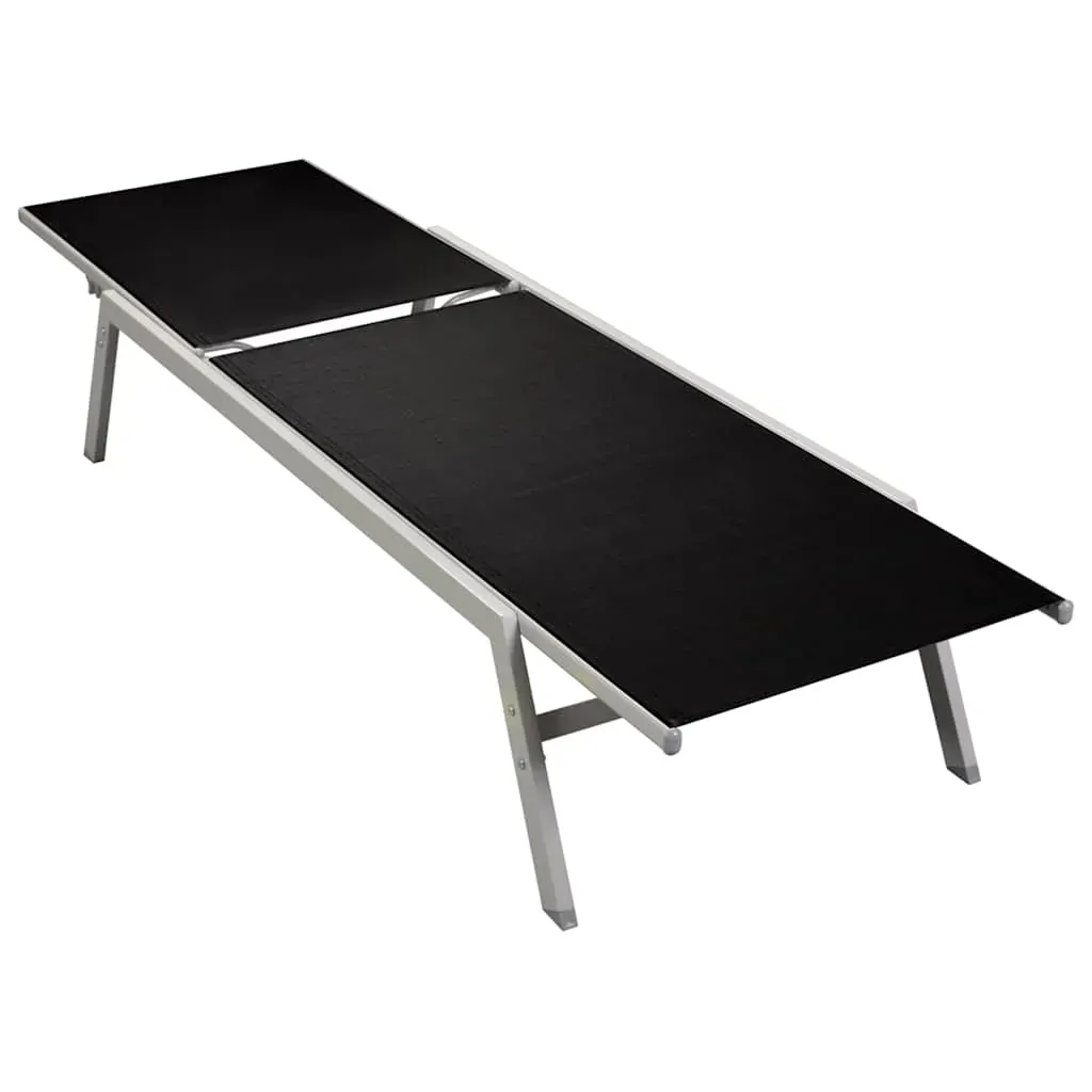 Sun Lounger Steel and Textilene Black Sun Lounger Steel and Textilene Black