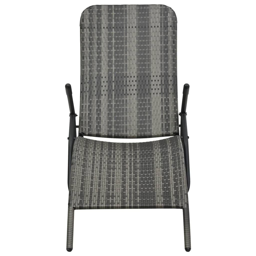 Folding Sun Lounger Poly Rattan Grey Folding Sun Lounger Poly Rattan Grey