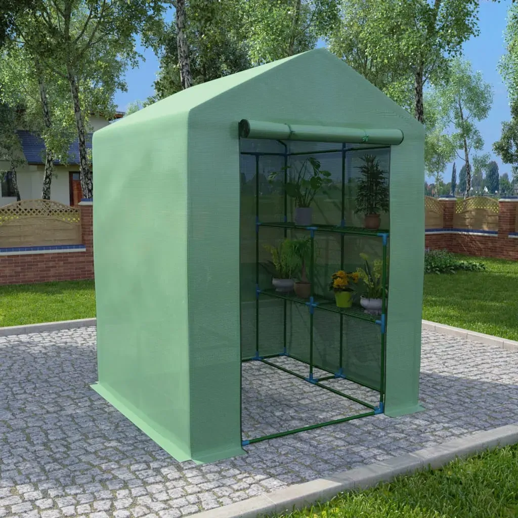 Greenhouse with Shelves Steel 143x143x195 cm Greenhouse with Shelves Steel 143x143x195 cm