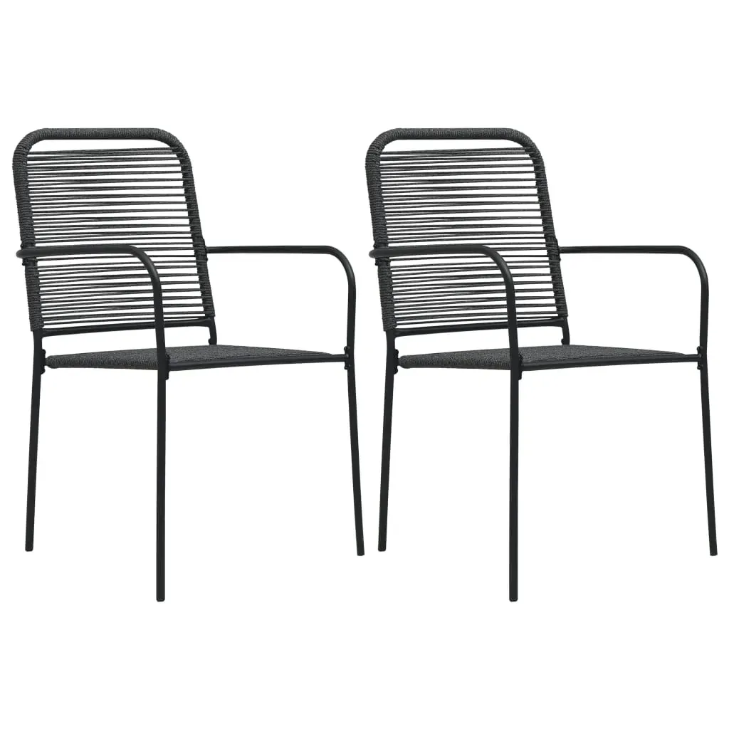Garden Chairs 2 pcs Cotton Rope and Steel Black Garden Chairs 2 pcs Cotton Rope and Steel Black