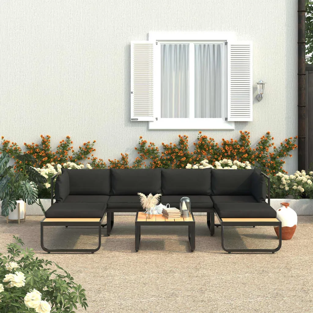 4 Piece Garden Corner Sofa Set with Cushions Aluminium and WPC 4 Piece Garden Corner Sofa Set with Cushions Aluminium and WPC