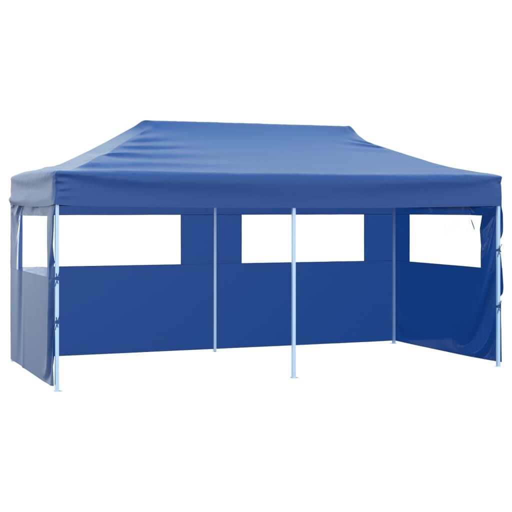 Professional Folding Party Tent with 4 Sidewalls 3x6 m Steel Blue Professional Folding Party Tent with 4 Sidewalls 3x6 m Steel Blue