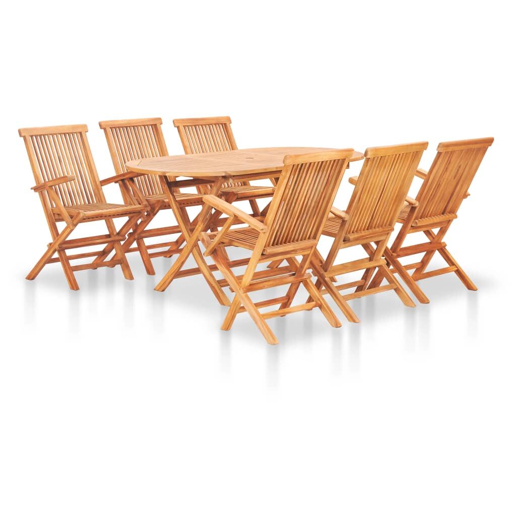 7 Piece Folding Outdoor Dining Set Solid Teak Wood 7 Piece Folding Outdoor Dining Set Solid Teak Wood
