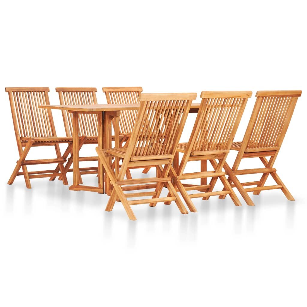 7 Piece Folding Outdoor Dining Set Solid Teak Wood 7 Piece Folding Outdoor Dining Set Solid Teak Wood