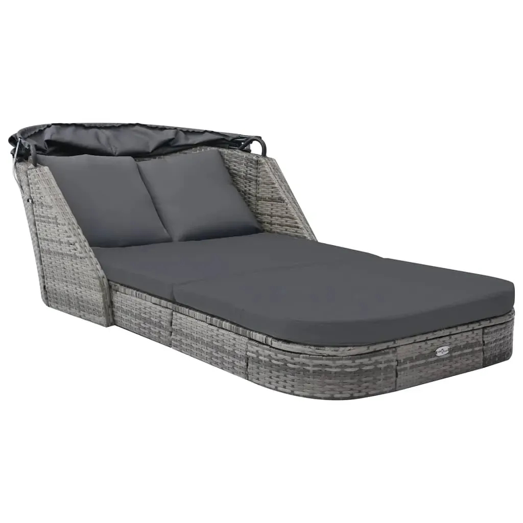 Sun Lounger with Canopy Poly Rattan Anthracite Sun Lounger with Canopy Poly Rattan Anthracite