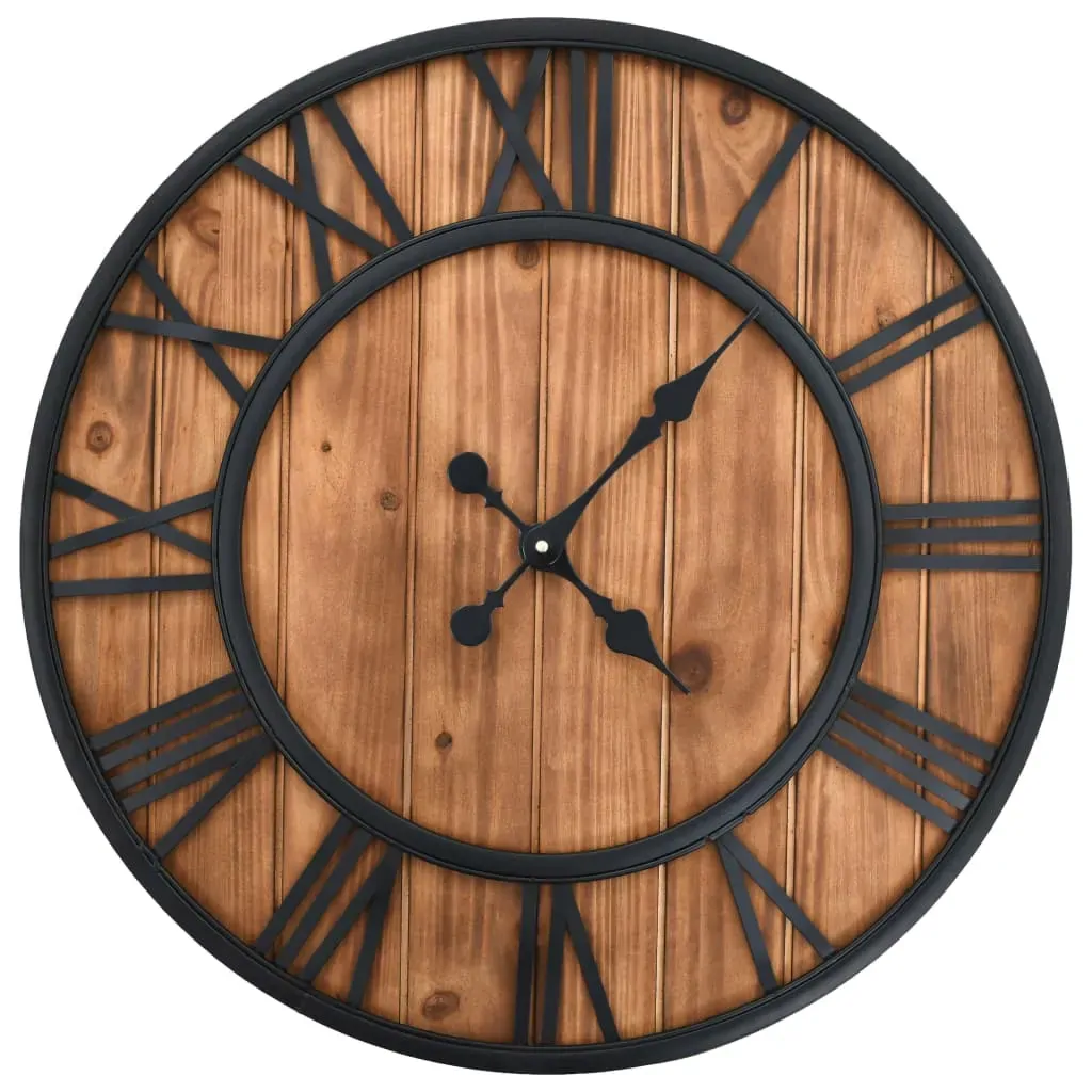 Vintage Wall Clock with Quartz Movement Wood and Metal 60 cm XXL Vintage Wall Clock with Quartz Movement Wood and Metal 60 cm XXL