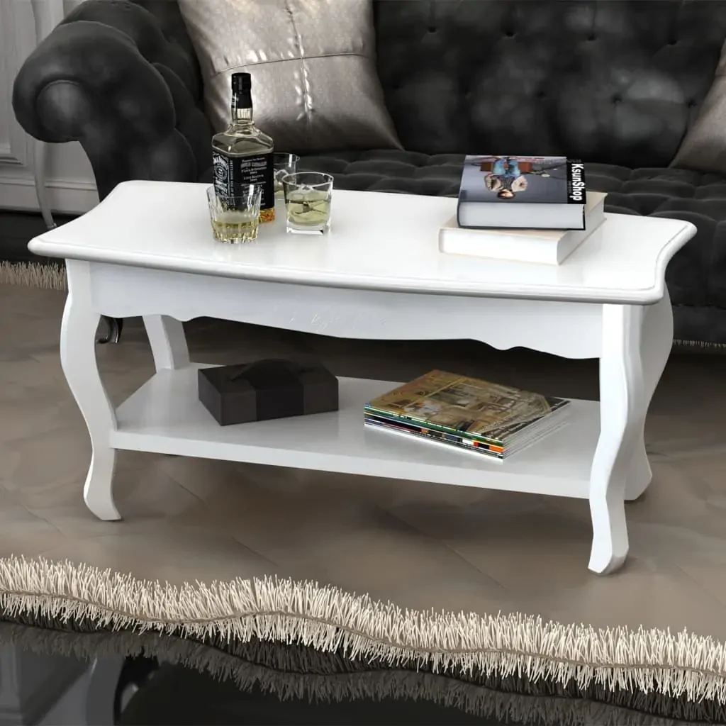 Coffee Table 2 Tiers MDF White Coffee Table 2 Tiers MDF White
