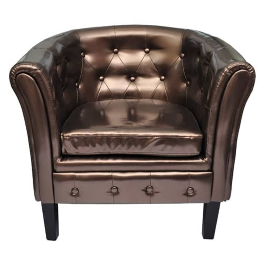 Tub Chair Brown Faux Leather Tub Chair Brown Faux Leather