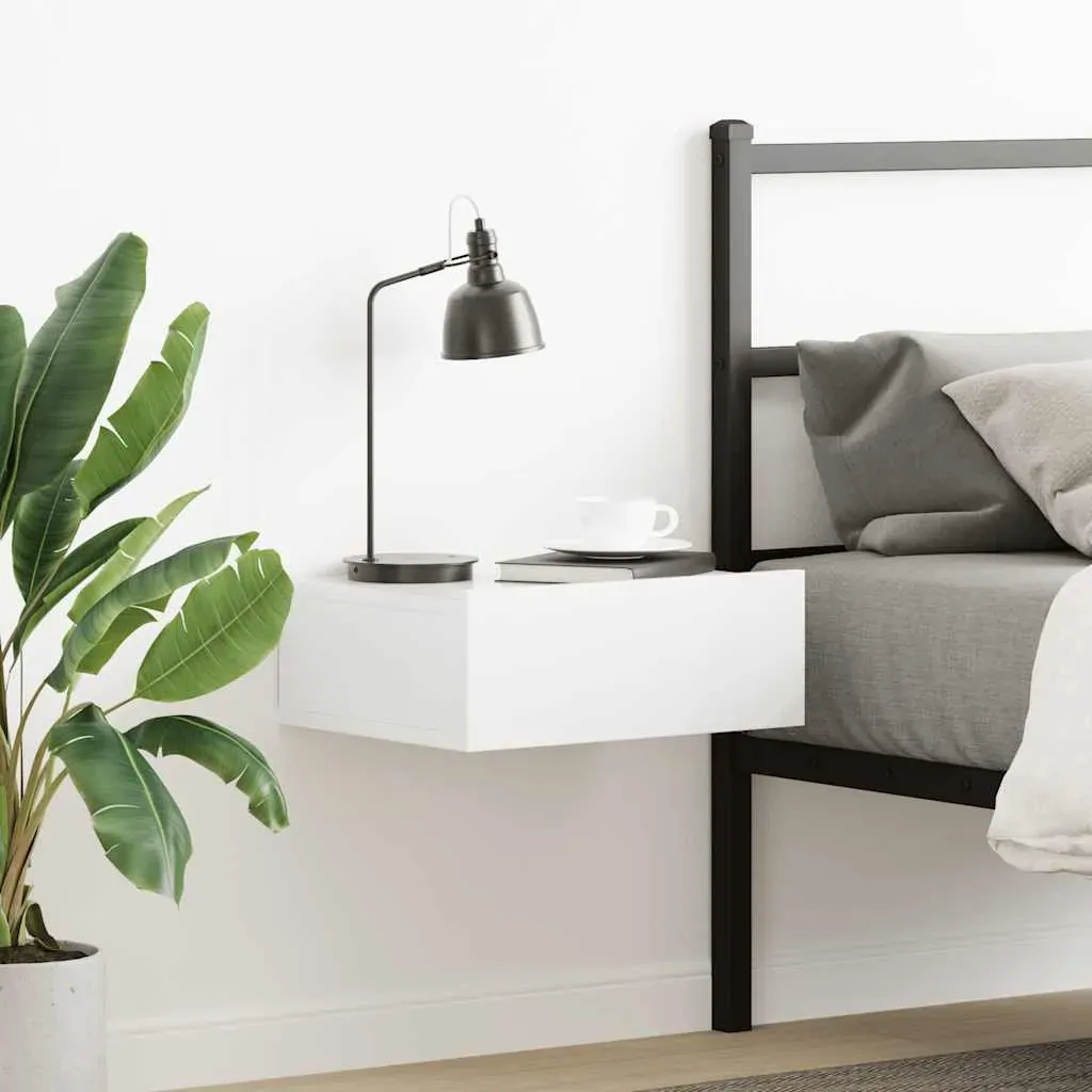 Floating Nightstand High Gloss White 40x30x15 cm Engineered Wood Floating Nightstand High Gloss White 40x30x15 cm Engineered Wood