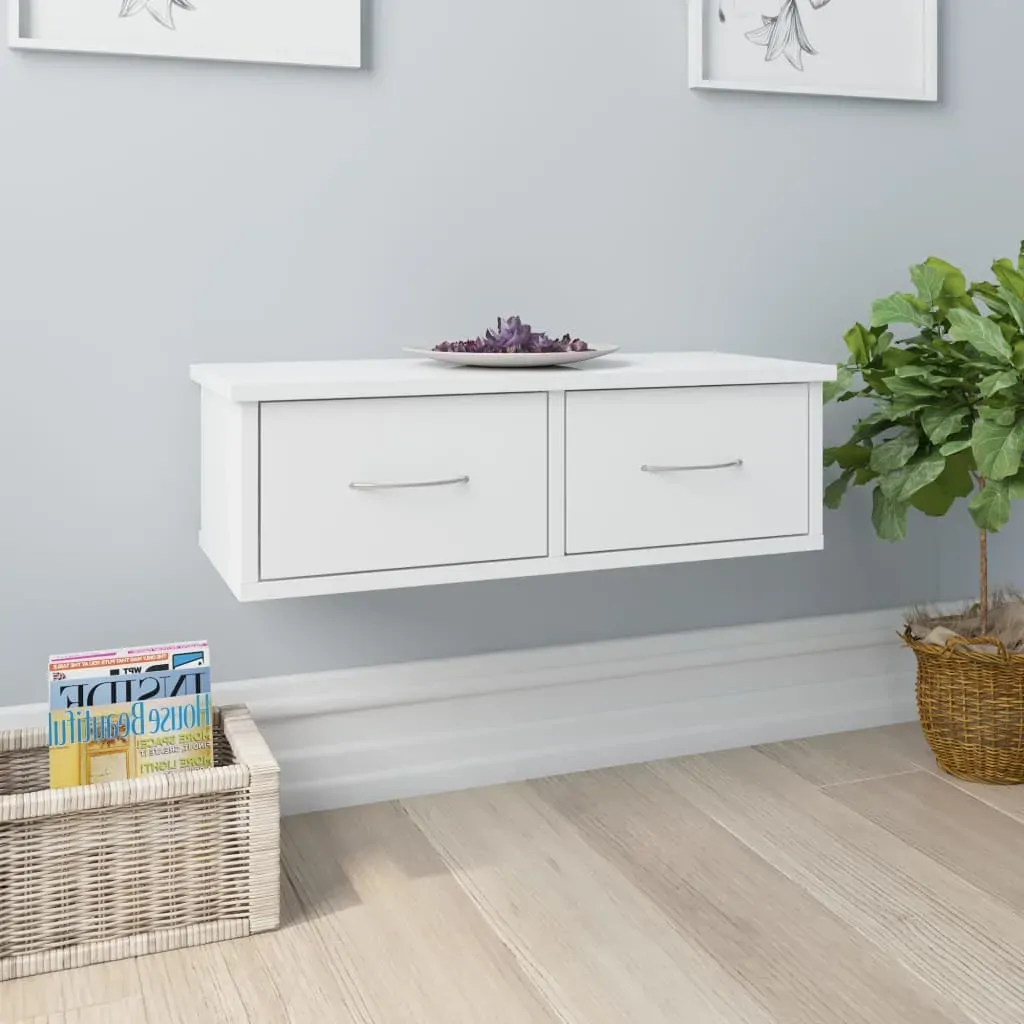 Wall-mounted Drawer Shelf High Gloss White 60x26x18.5 cm Engineered Wood Wall-mounted Drawer Shelf High Gloss White 60x26x18.5 cm Engineered Wood