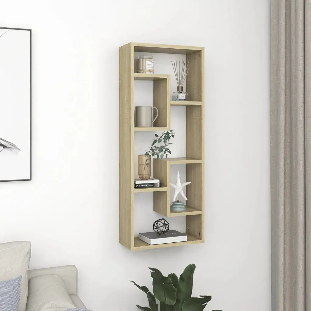 Wall Shelf Sonoma Oak 36x16x90 cm Engineered Wood Wall Shelf Sonoma Oak 36x16x90 cm Engineered Wood