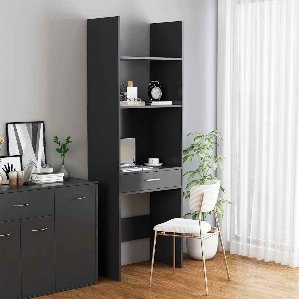 Book Cabinet Grey 60x35x180 cm Engineered Wood Book Cabinet Grey 60x35x180 cm Engineered Wood