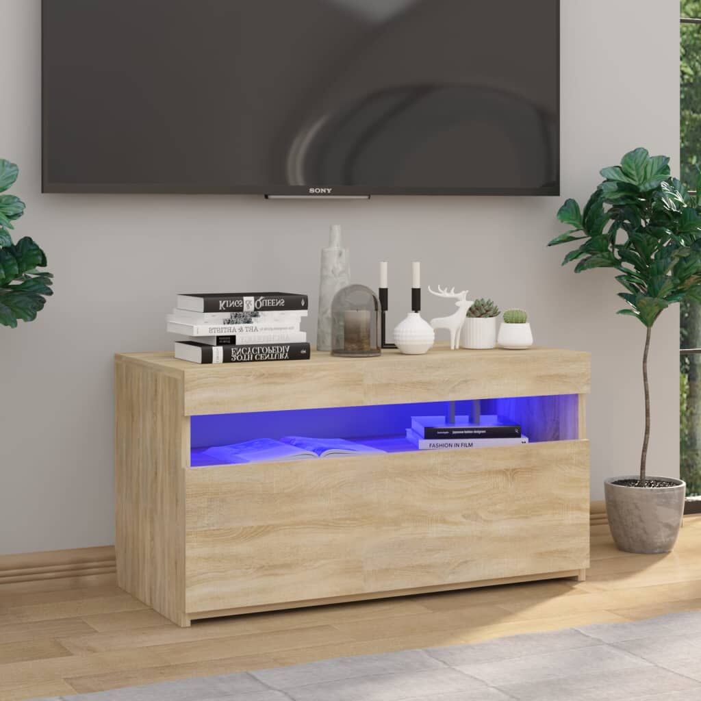 TV Cabinet with LED Lights Sonoma Oak 75x35x40 cm TV Cabinet with LED Lights Sonoma Oak 75x35x40 cm