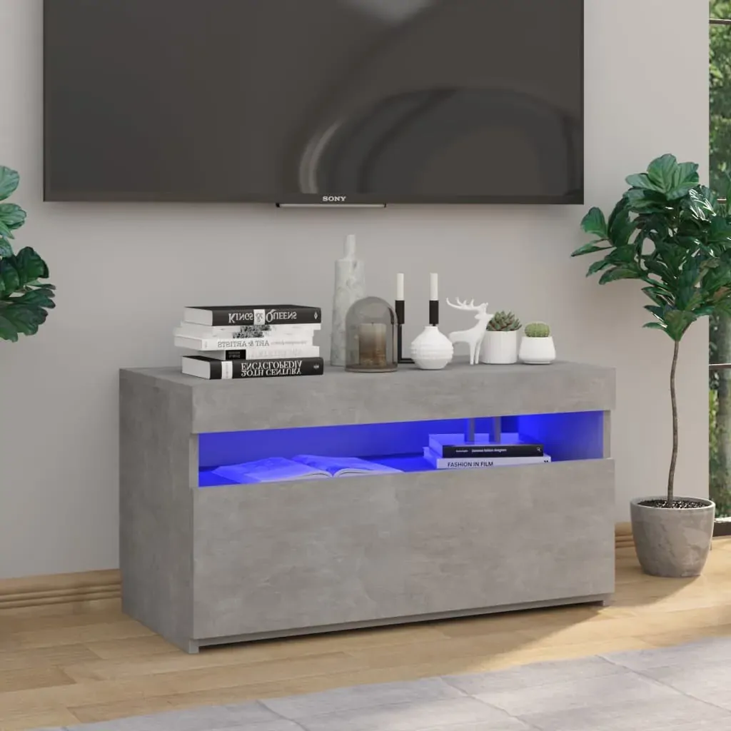 TV Cabinet with LED Lights Concrete Grey 75x35x40 cm TV Cabinet with LED Lights Concrete Grey 75x35x40 cm