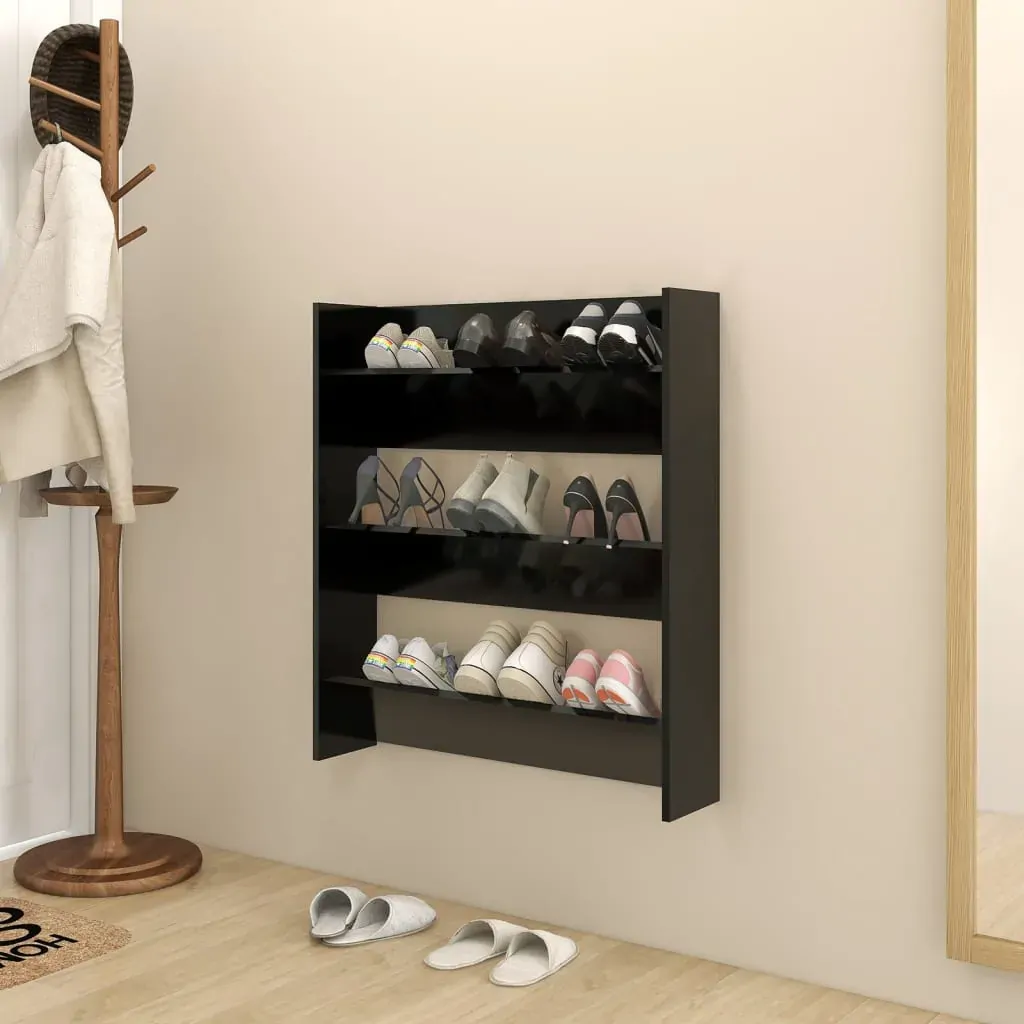 Wall Shoe Cabinet Black 80x18x90 cm Engineered Wood Wall Shoe Cabinet Black 80x18x90 cm Engineered Wood