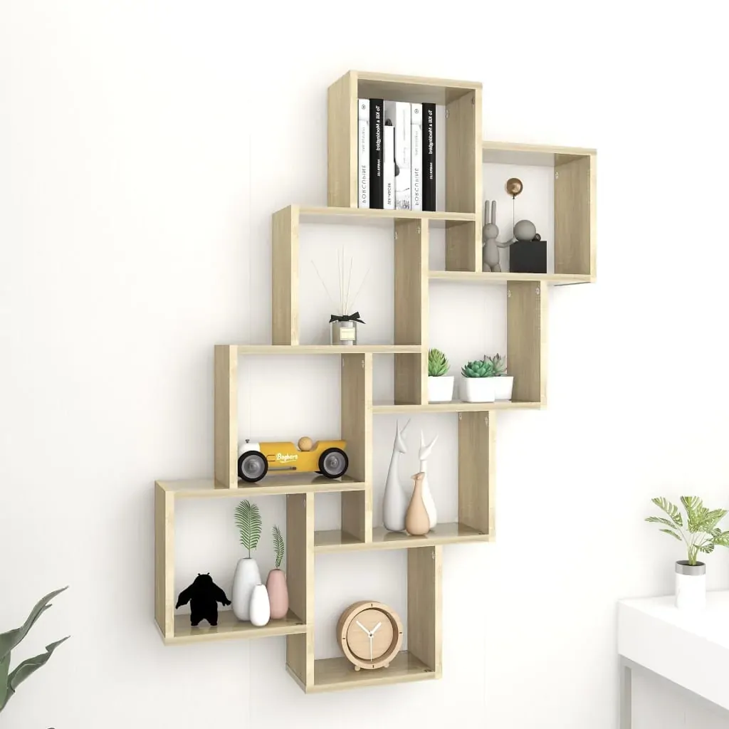 Wall Cube Shelf Sonoma Oak 90x15x119 cm Engineered Wood Wall Cube Shelf Sonoma Oak 90x15x119 cm Engineered Wood
