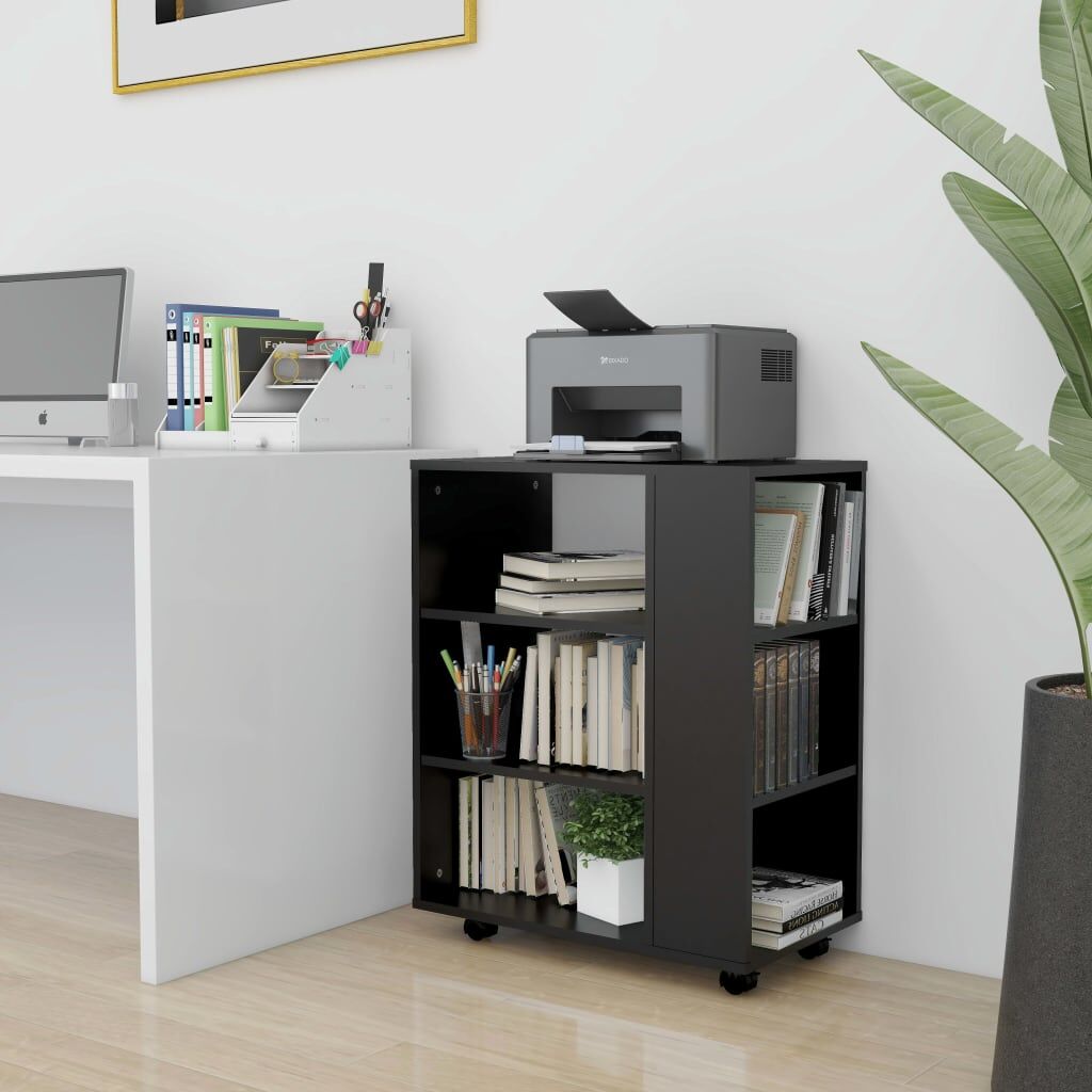 Rolling Cabinet Black 60x35x75 cm Engineered Wood Rolling Cabinet Black 60x35x75 cm Engineered Wood