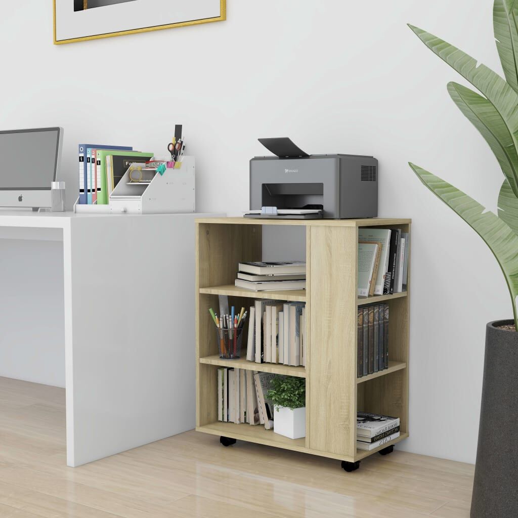 Rolling Cabinet Sonoma Oak 60x35x75 cm Engineered Wood Rolling Cabinet Sonoma Oak 60x35x75 cm Engineered Wood